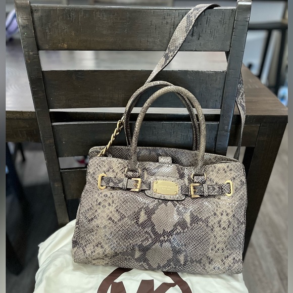 Michael Kors Python Snakeskin Hamilton Tote - Picture 9 of 10